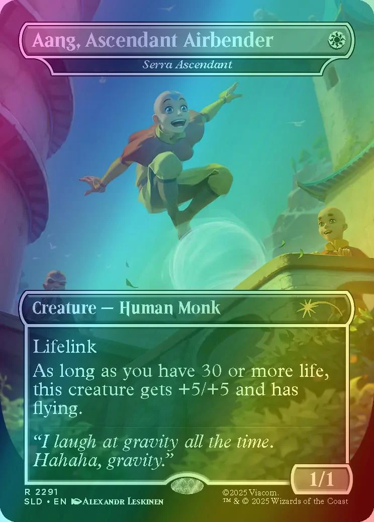 Aang, Ascendant Airbender - Serra Ascendant [2291] [Borderless] [A Lot to Learn] [Secret Lair Drop] [Foil]