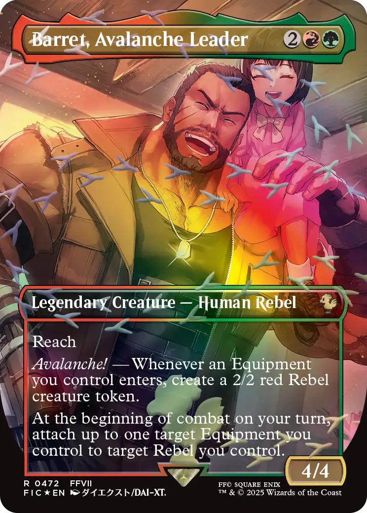 Barret, Avalanche Leader [472] [Borderless] [FINAL FANTASY: Commander] [Chocobo Track Foil]