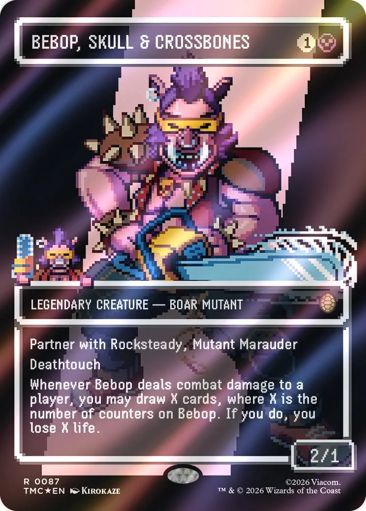 Bebop, Skull & Crossbones [87] [Borderless] [Pixel] [Teenage Mutant Ninja Turtles Eternal] [Surge Foil]
