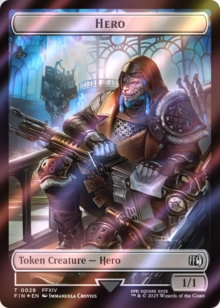 Bird Token (04) // Hero Token (28) [FINAL FANTASY: Commander: Tokens] [Surge Foil] - Image 2