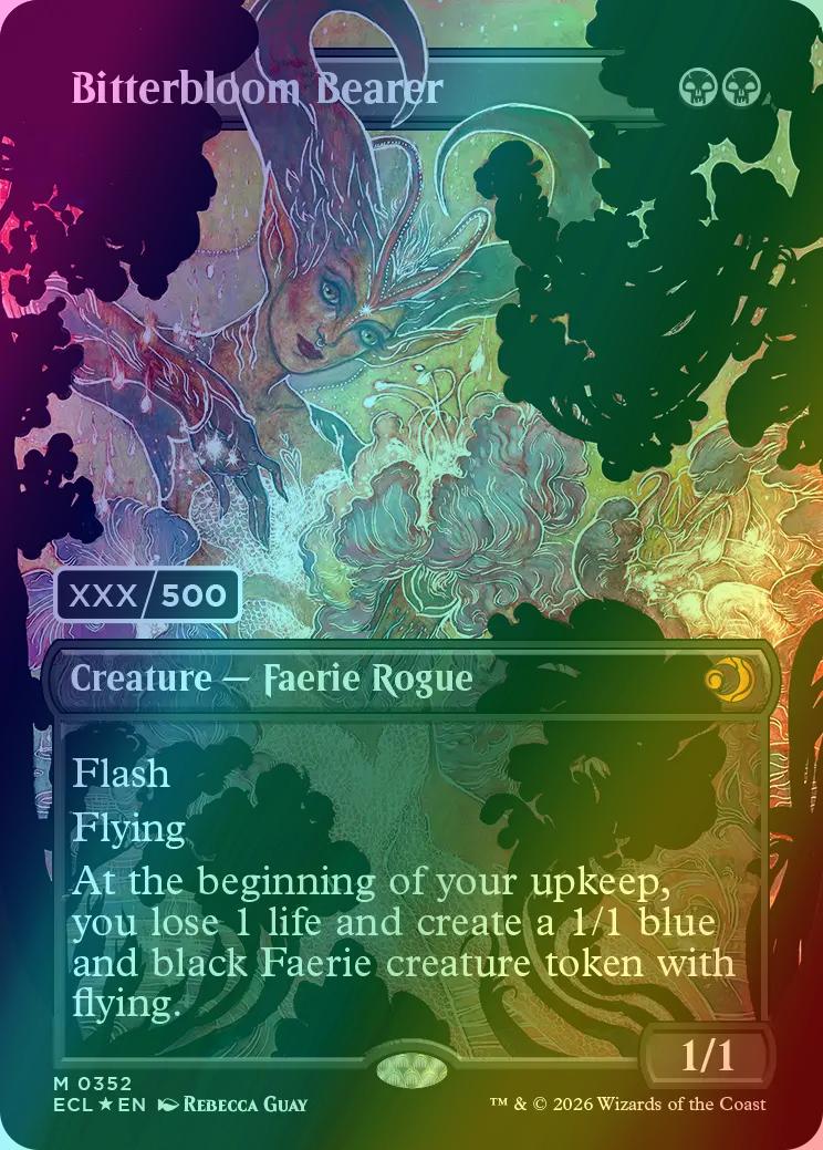 Bitterbloom Bearer - Serial Numbered [352] [Borderless] [Headliner] [Lorwyn Eclipsed] [Rainbow Foil]