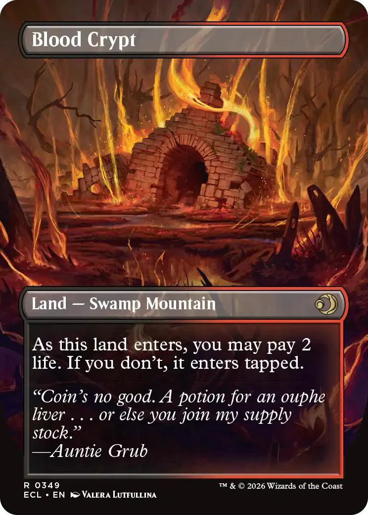 Blood Crypt // Blood Crypt [349] [Borderless] [Reversible Shock Lands] [Lorwyn Eclipsed] [Non-Foil] - Image 2