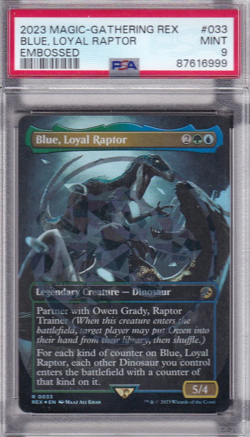 Blue, Loyal Raptor - Borderless - Emblem - Foil - Scan 13111