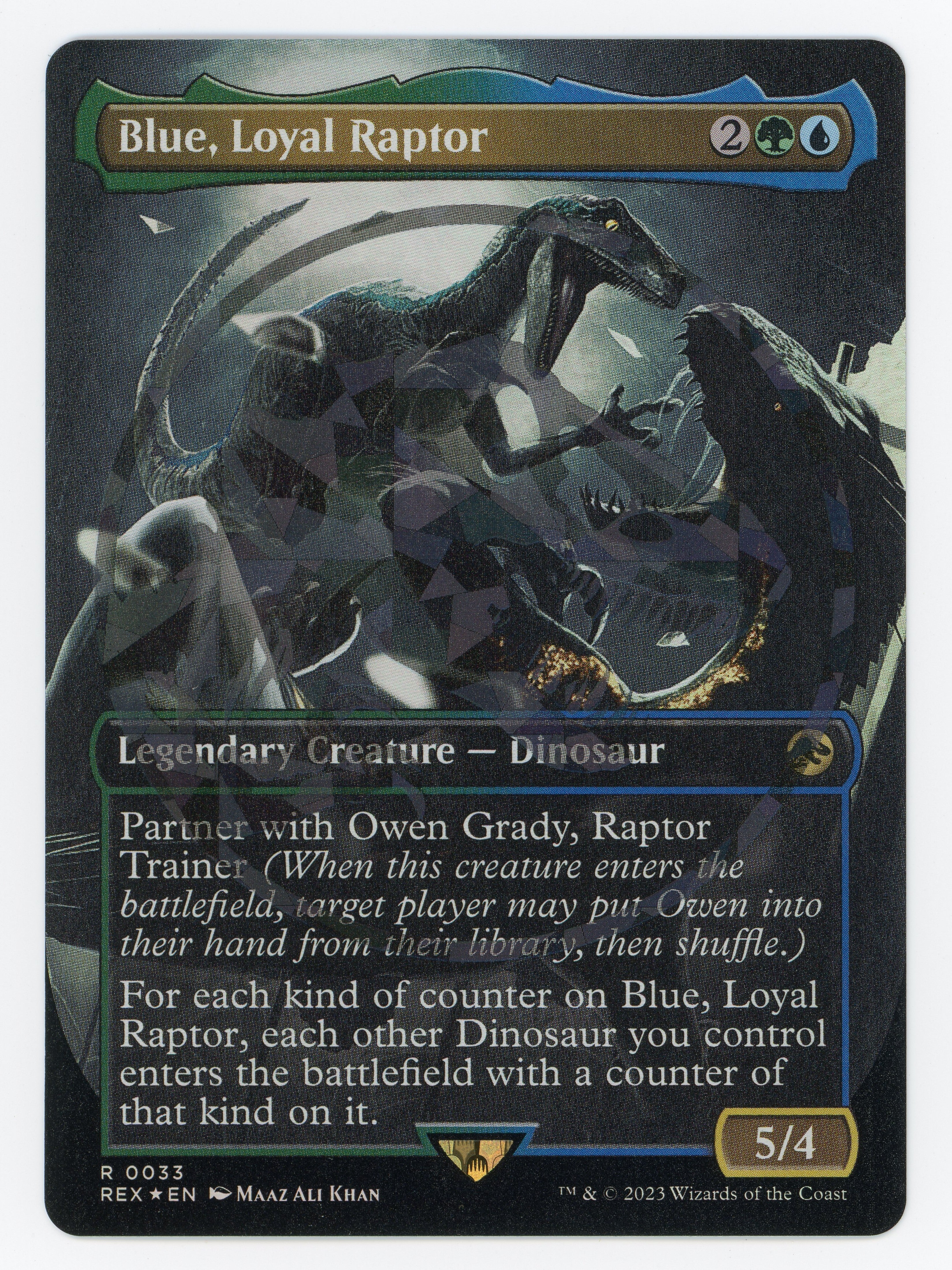 Blue, Loyal Raptor - Borderless - Emblem - Foil - Scan 14799