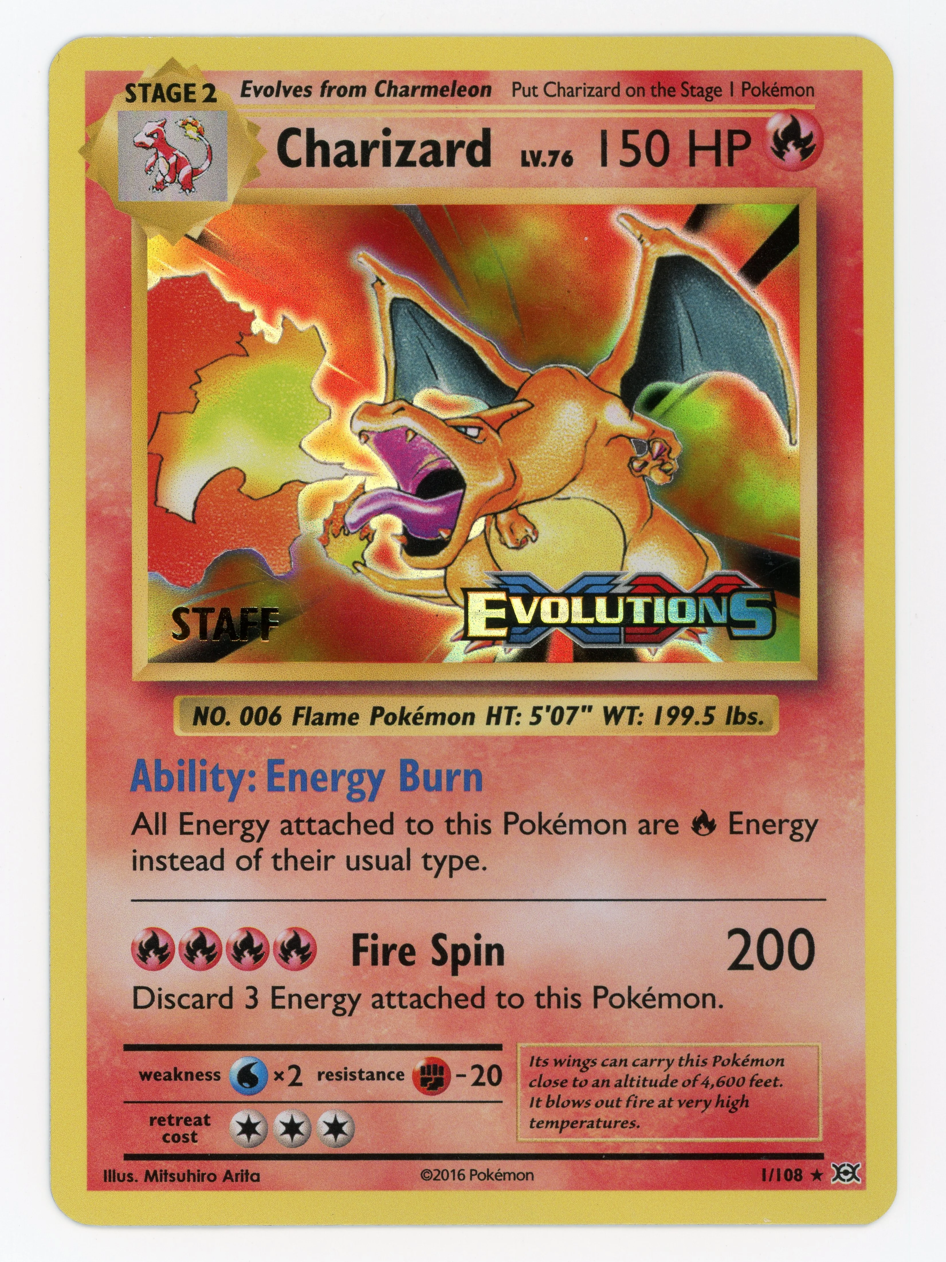 Charizard - Staff - 11/108 - Promo - Holo - Scan 14752