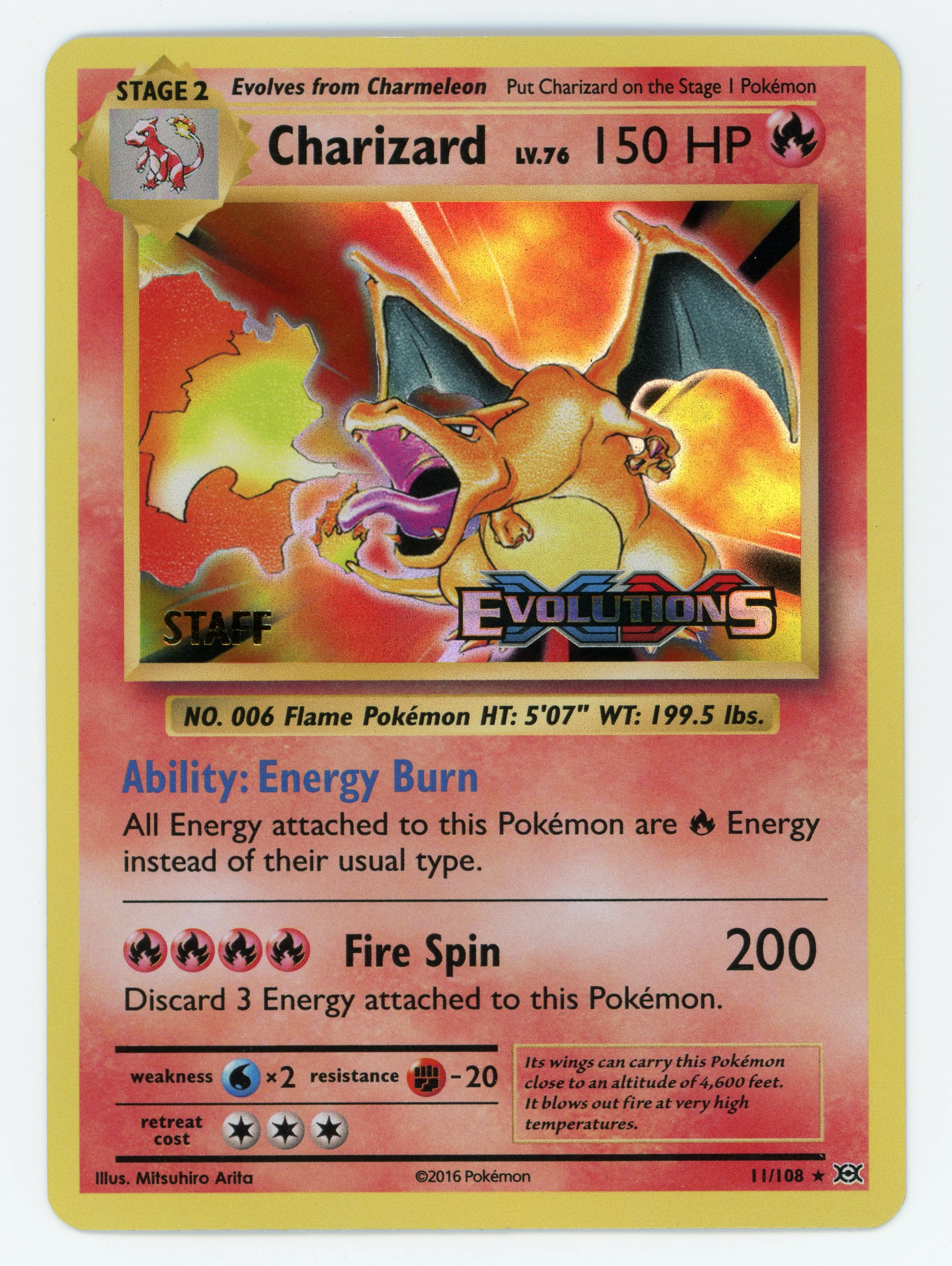 Charizard - Staff - 11/108 - Promo - Holo - Scan 14753