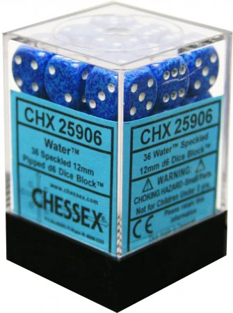 Chessex Speckled Dice - 36 x D6 - 12mm - Water