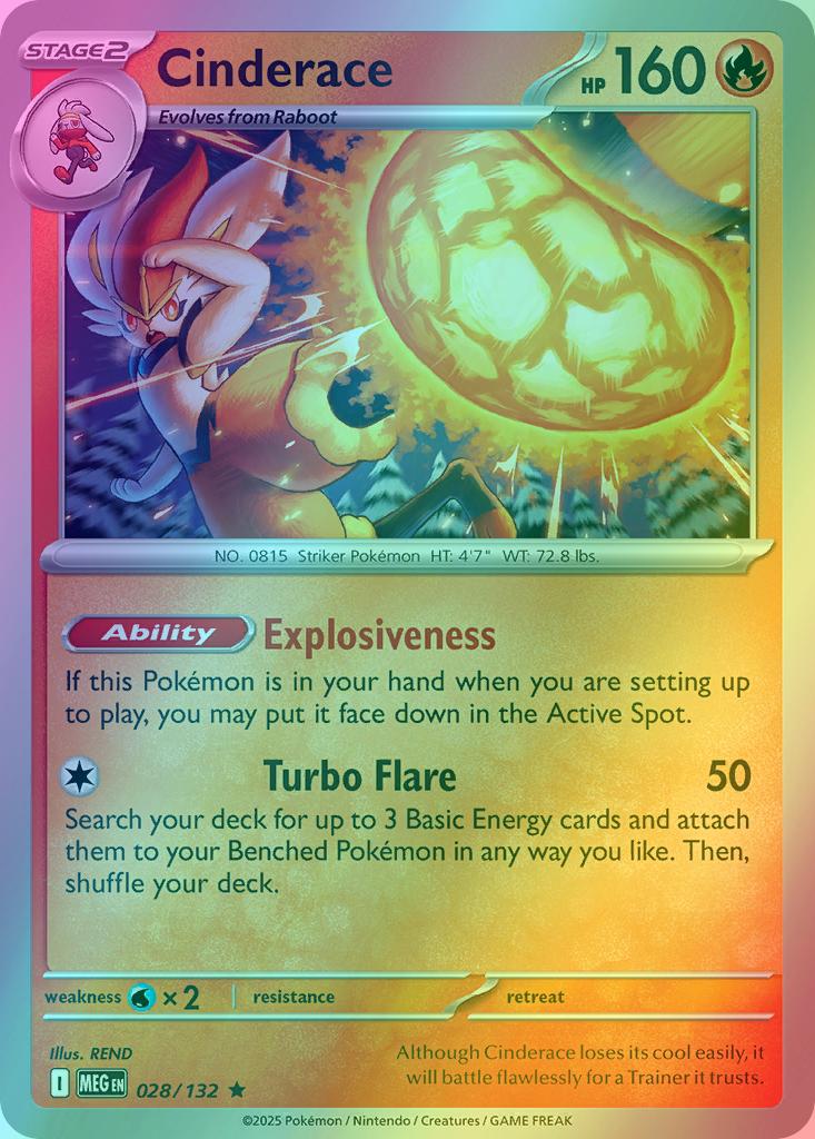 Cinderace - 028/132 - Rare [me01-028] [Reverse Holo]