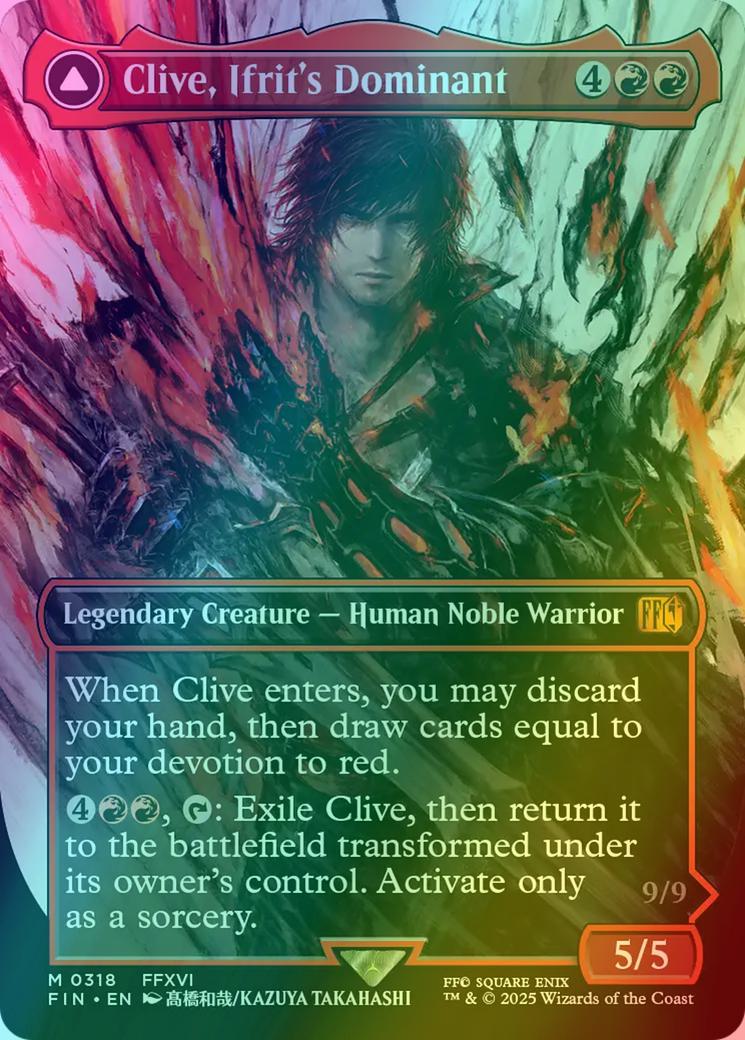 Clive, Ifrit's Dominant // Ifrit, Warden of Inferno [318] [Borderless] [FINAL FANTASY] [Foil]