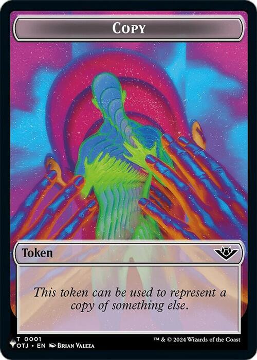 Clue Token (15) // Copy Token (01) [MKM/OTJ Set Symbol] [The List: Tokens] [Non-Foil] - Image 2