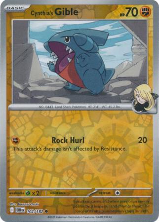 Cynthia's Gible - 102/182 - Common [sv10-102] [Reverse Holo]