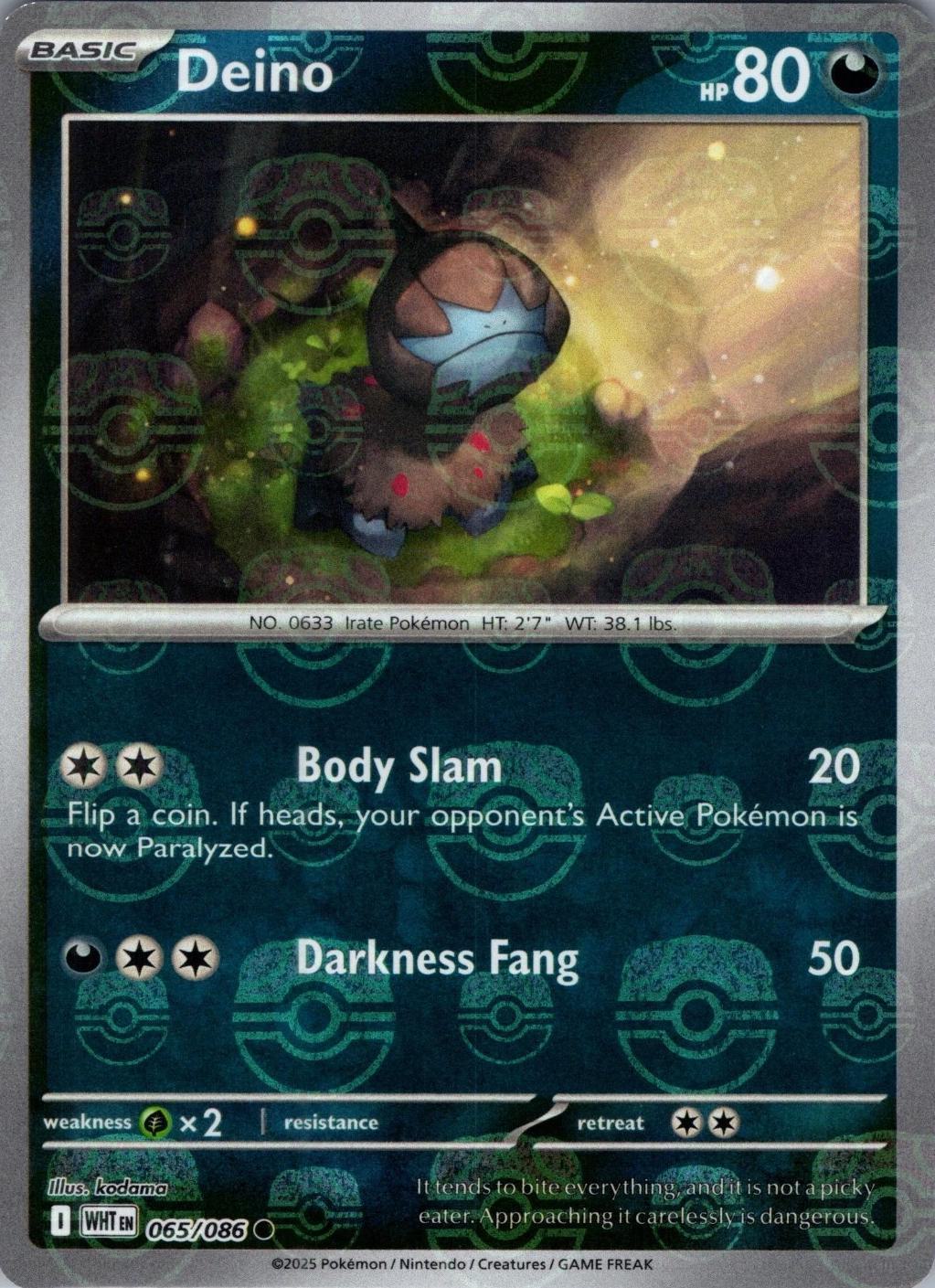 Deino - Master Ball Pattern - 065/086 - Common [sv105w-065] [Reverse Holo]