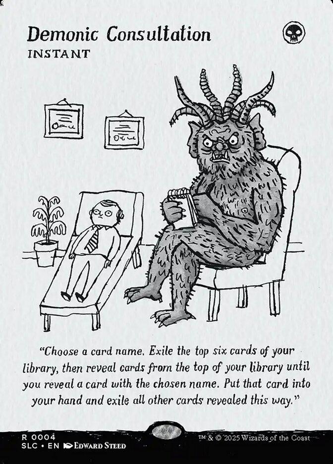 Demonic Consultation [0004] [Borderless] [Encyclopedia of Magic] [Secret Lair Countdown] [Non-Foil]