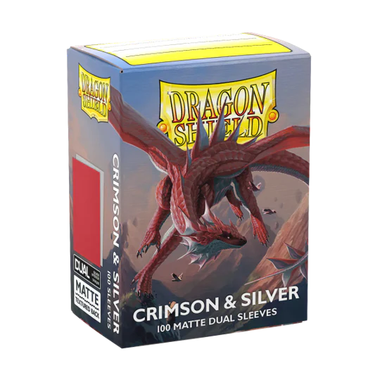 Dragon Shield Matte Dual Sleeves - Standard Size - 100ct - Crimson & Silver