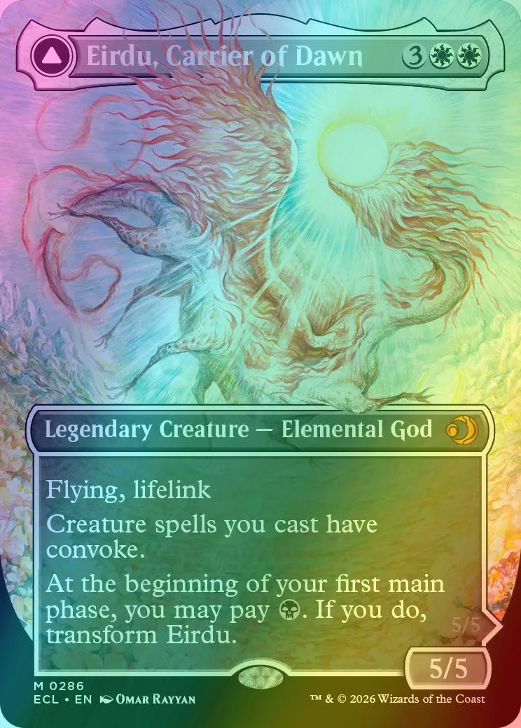 Eirdu, Carrier of Dawn // Isilu, Carrier of Twillight [286] [Borderless] [Lorwyn Eclipsed] [Foil]