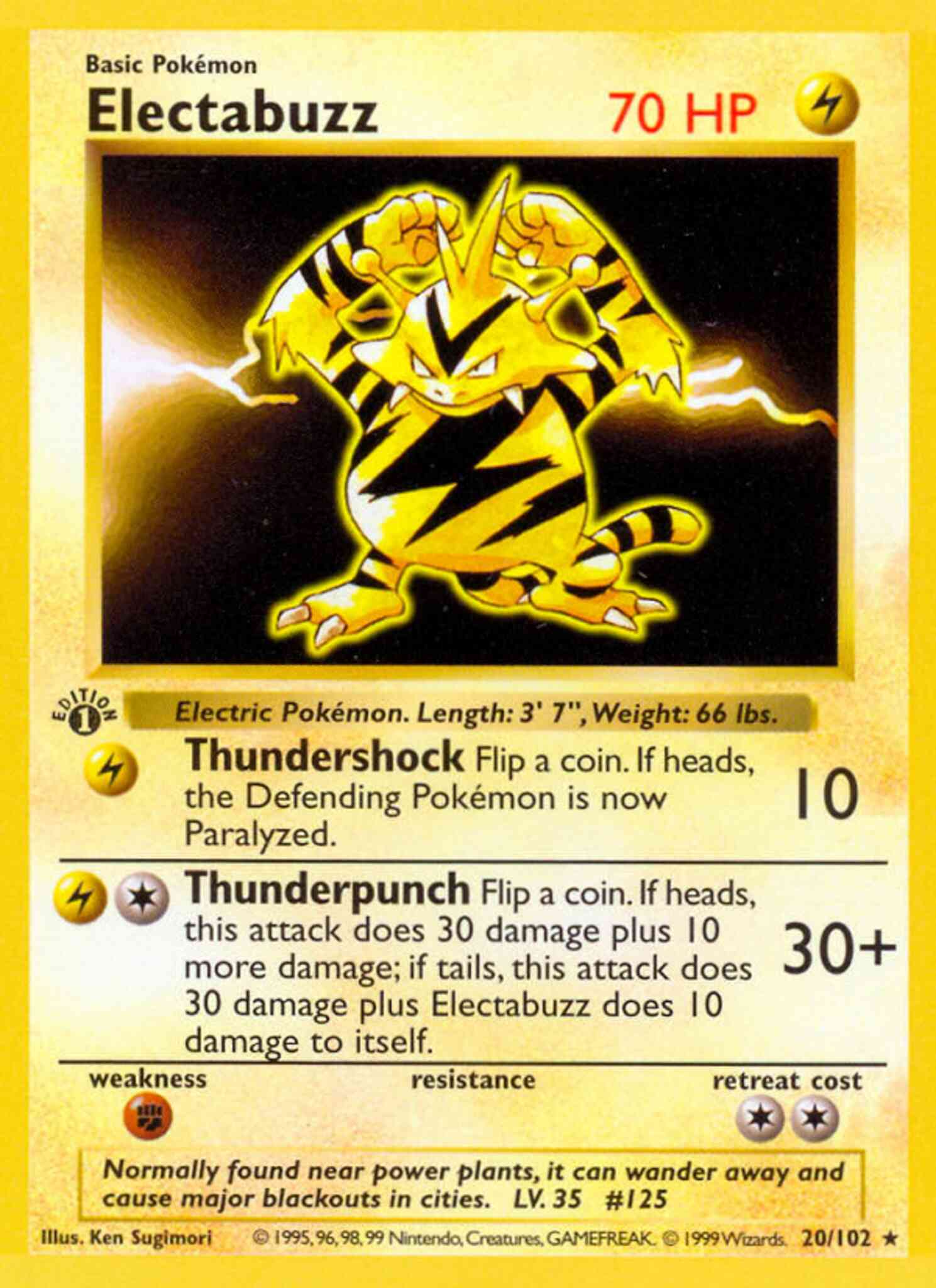 Electabuzz - 20/102 - Rare - 1st Edition [base1-20] [Non-Holo]