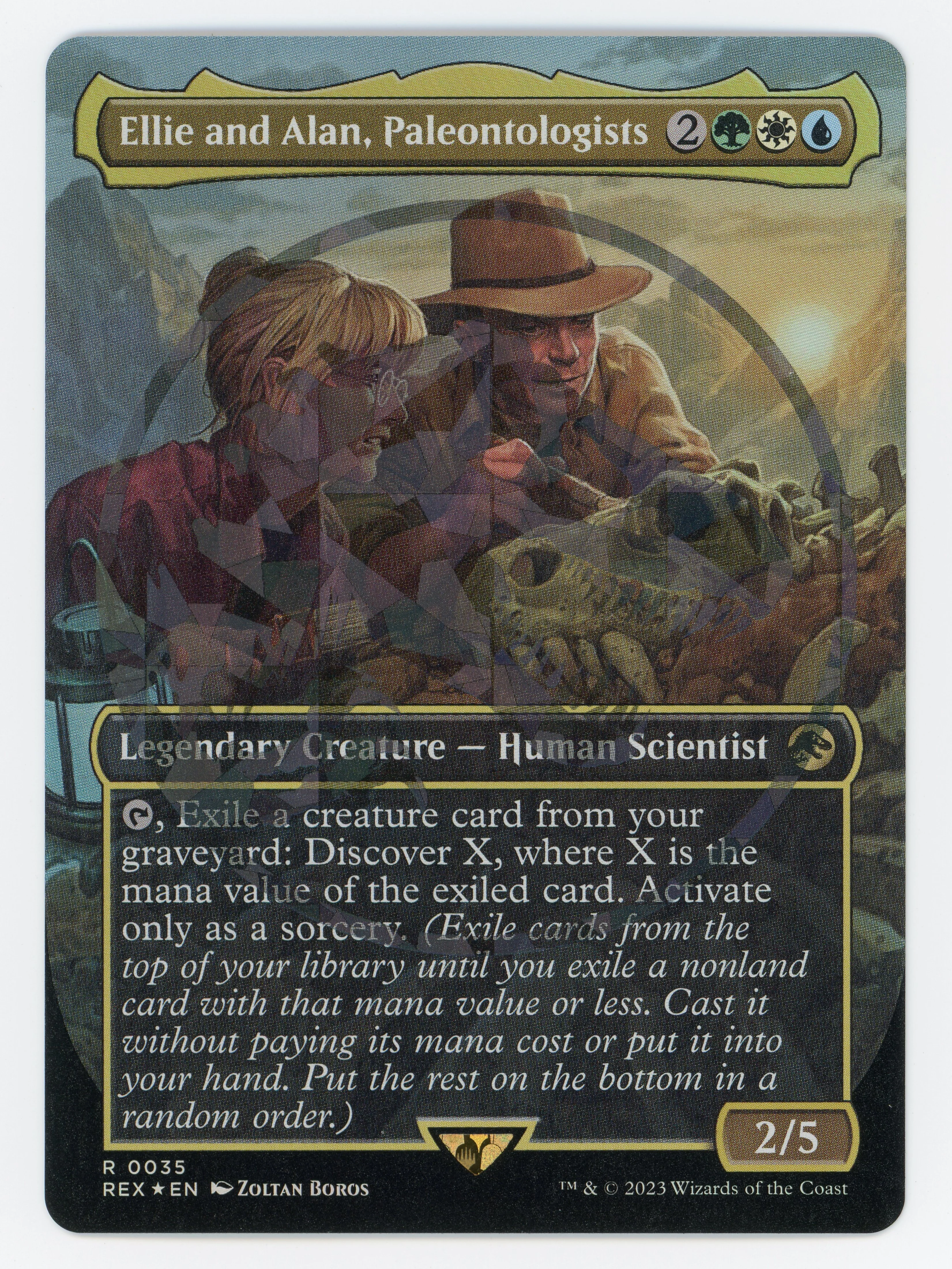 Ellie and Alan, Paleontologists - Borderless - Emblem - Foil - Scan 14578