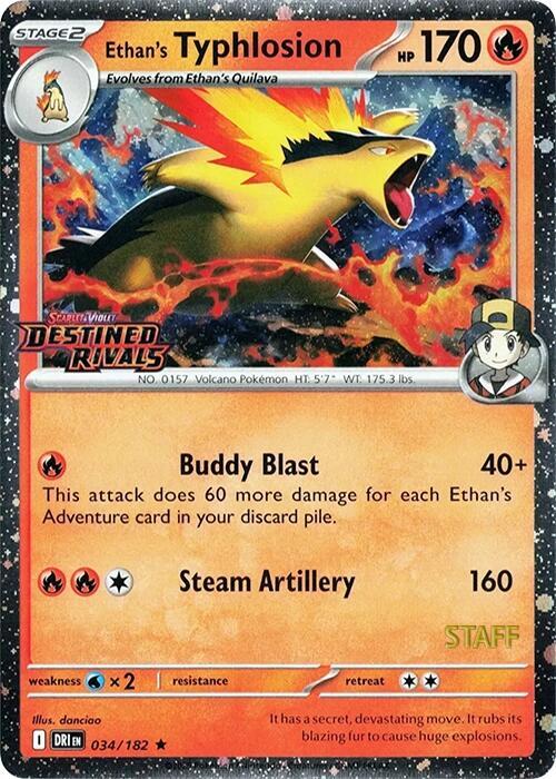 Ethan's Typhlosion - 034/182 - Promo [Prerelease] [Staff] [sv10msp-034] [Cosmos Holo]