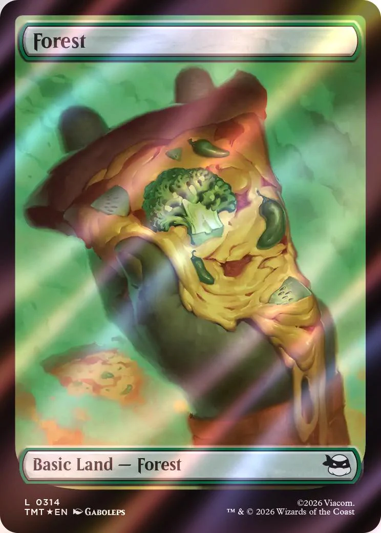 Forest [314] [Full Art] [Pizza Basic Land ] [Teenage Mutant Ninja Turtles] [Surge Foil]