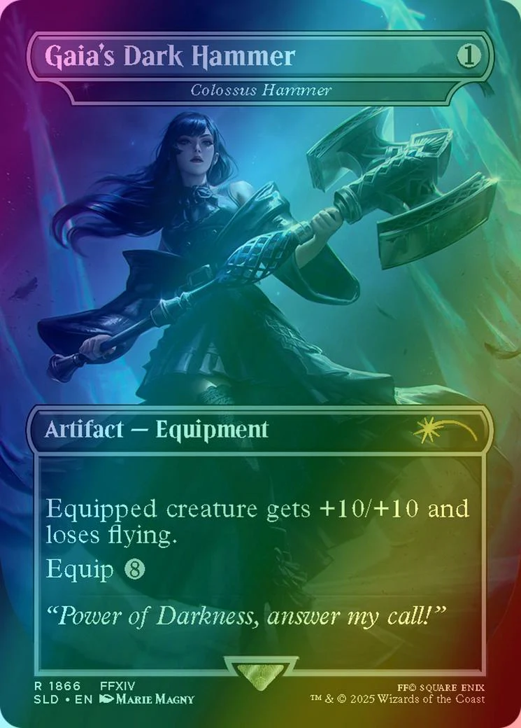 Gaia's Dark Hammer - Colossus Hammer [1866] [Borderless] [FINAL FANTASY: Weapons] [Secret Lair Drop] [Foil]