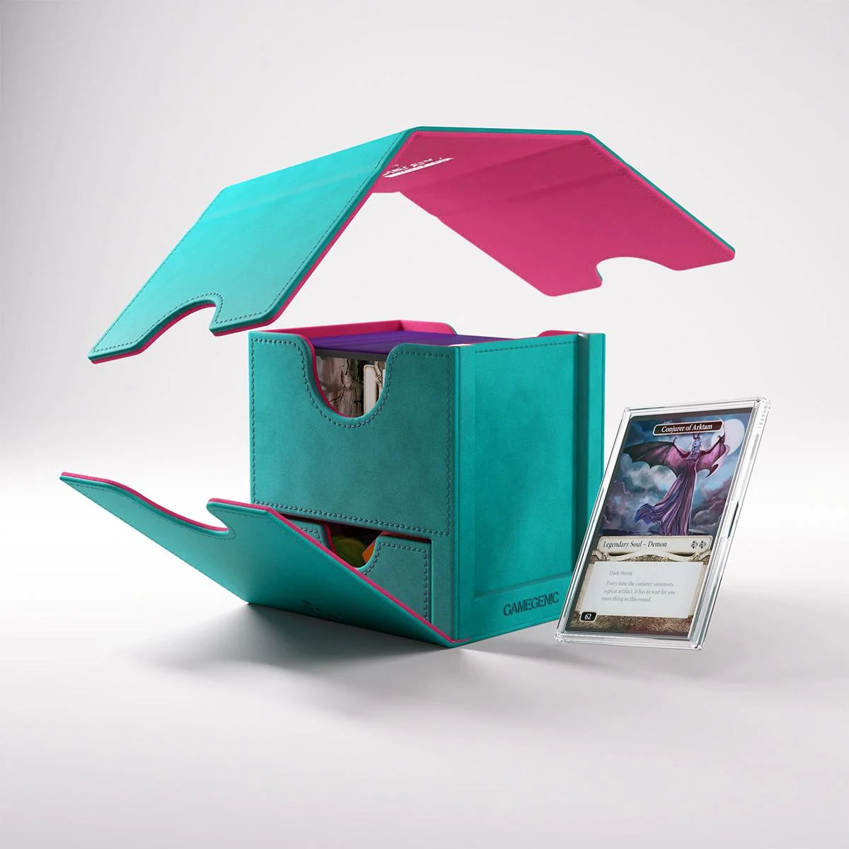 Gamegenic Sidekick Pro XL Convertible Deck Box - 100+ - Teal/Pink - Image 2