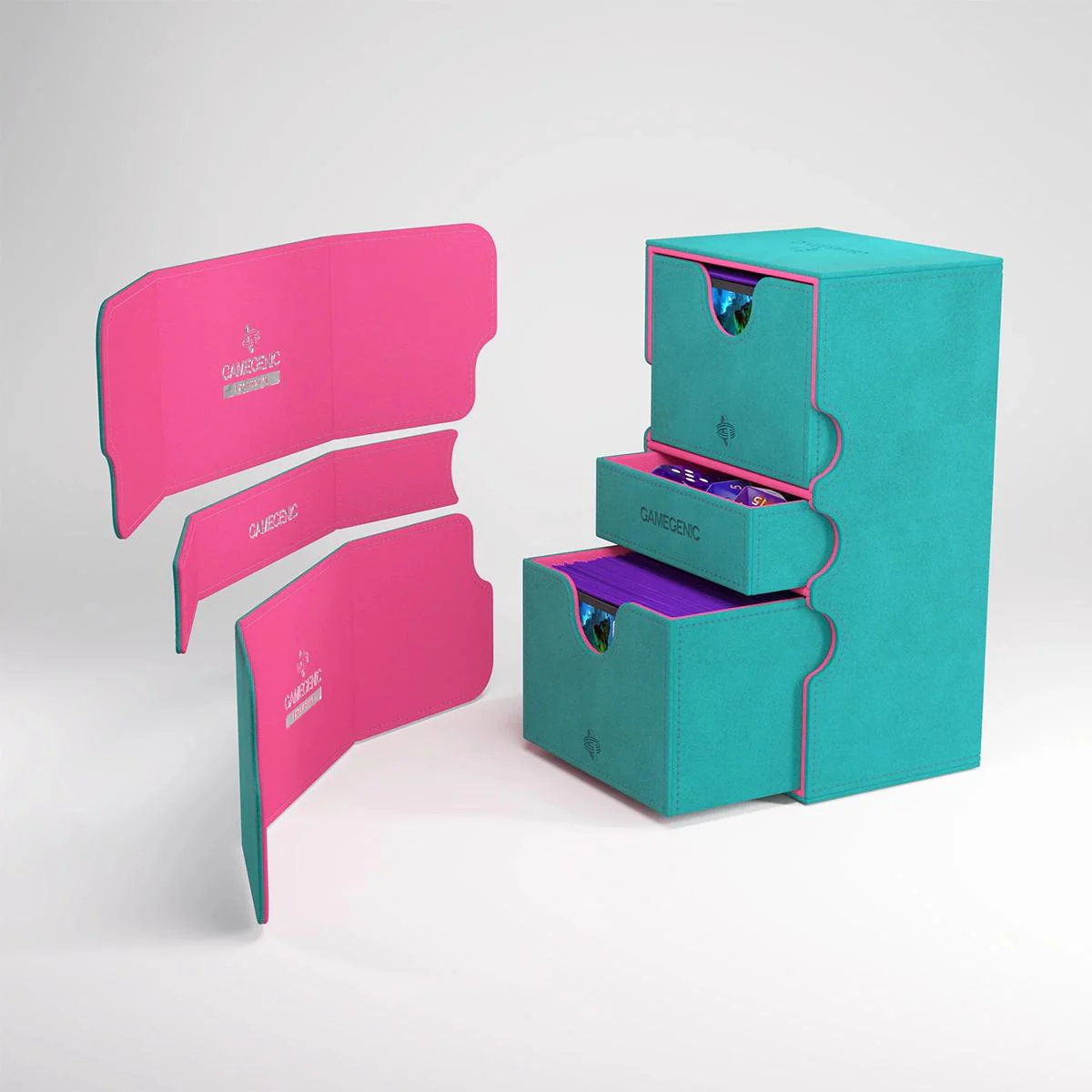Gamegenic Stronghold XL Convertible Deck Box - 200+ - Teal/Pink - Image 2