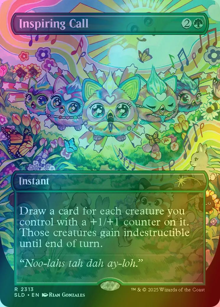 Inspiring Call [2313] [Borderless] [Furby: Doo-ay Noo-lah] [Secret Lair Drop] [Rainbow Foil]