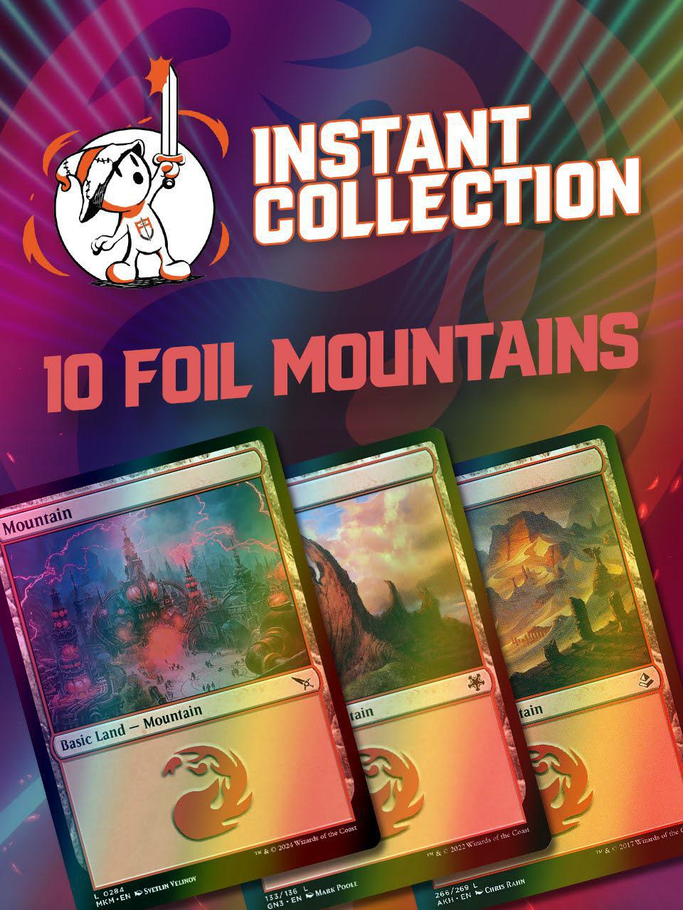 Instant Collection - Basic Lands - 10 Foil Mountains