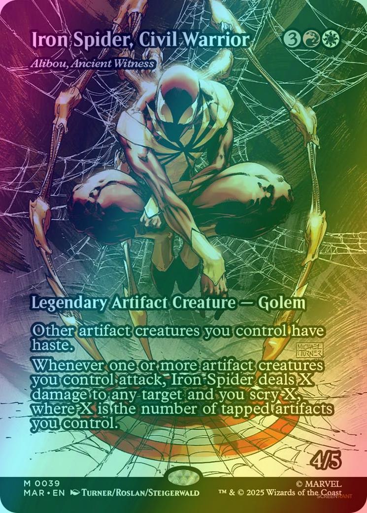 Iron Spider, Civil Warrior - Alibou, Ancient Witness [39] [Borderless] [Source Material] [Marvel Universe] [Foil]