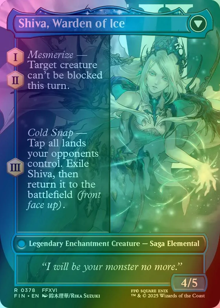 Jill, Shiva's Dominant // Shiva, Warden of Ice [378] [Borderless] [Character] [FINAL FANTASY] [Foil] - Image 2