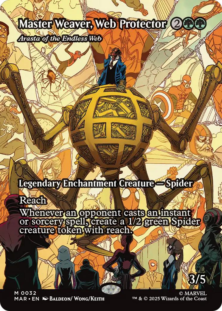 Master Weaver, Web Protector - Arasta of the Endless Web [32] [Borderless] [Source Material] [Marvel Universe] [Non-Foil]