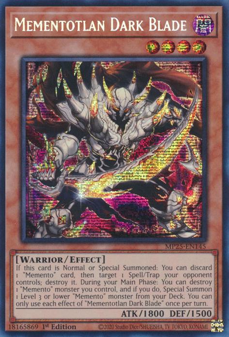 Mementotlan Dark Blade - MP25-EN145 - Prismatic Secret Rare - 1st Edition