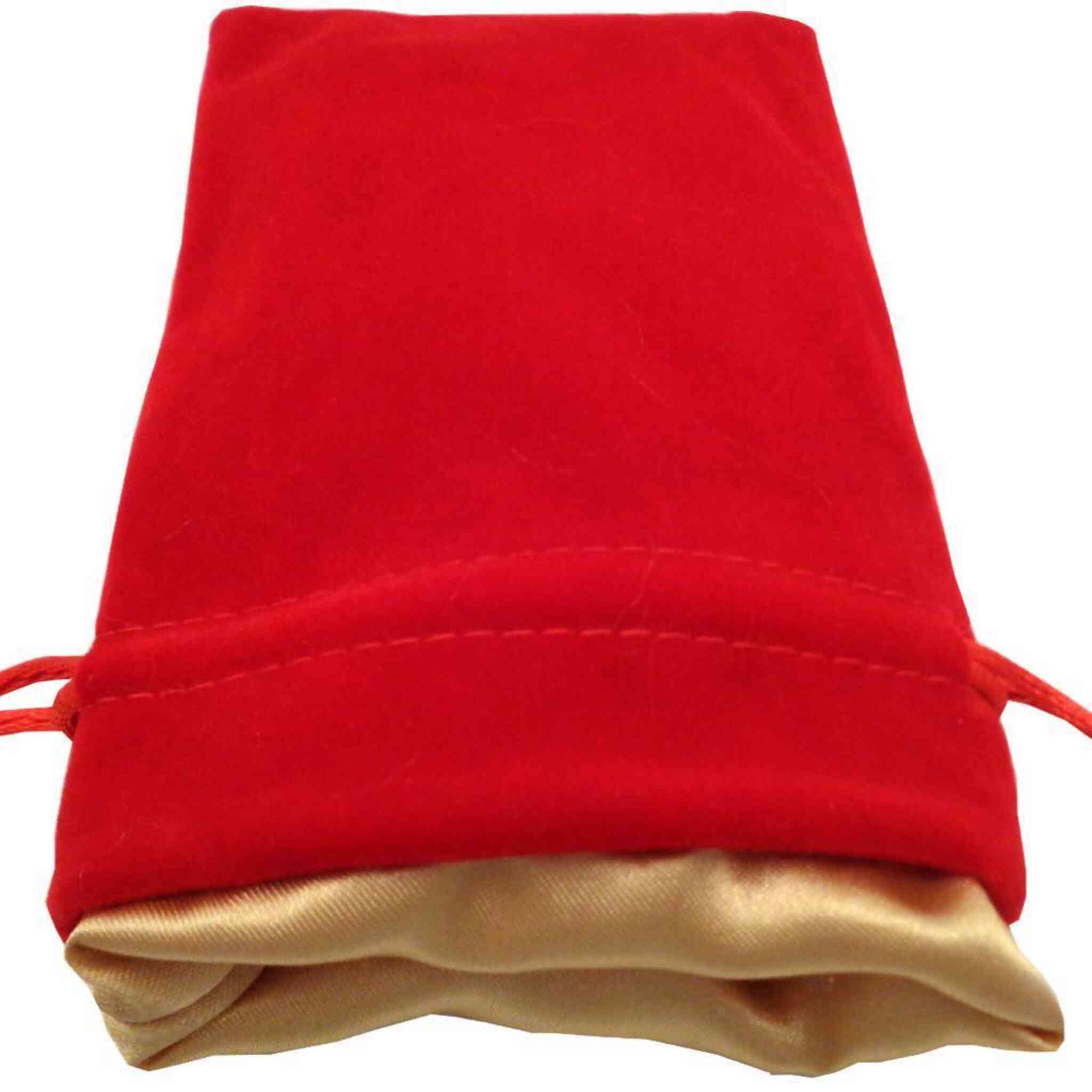 Metallic Dice Games Velvet Dice Bag With Satin Liner - Small 4" x 6" - Red & Gold