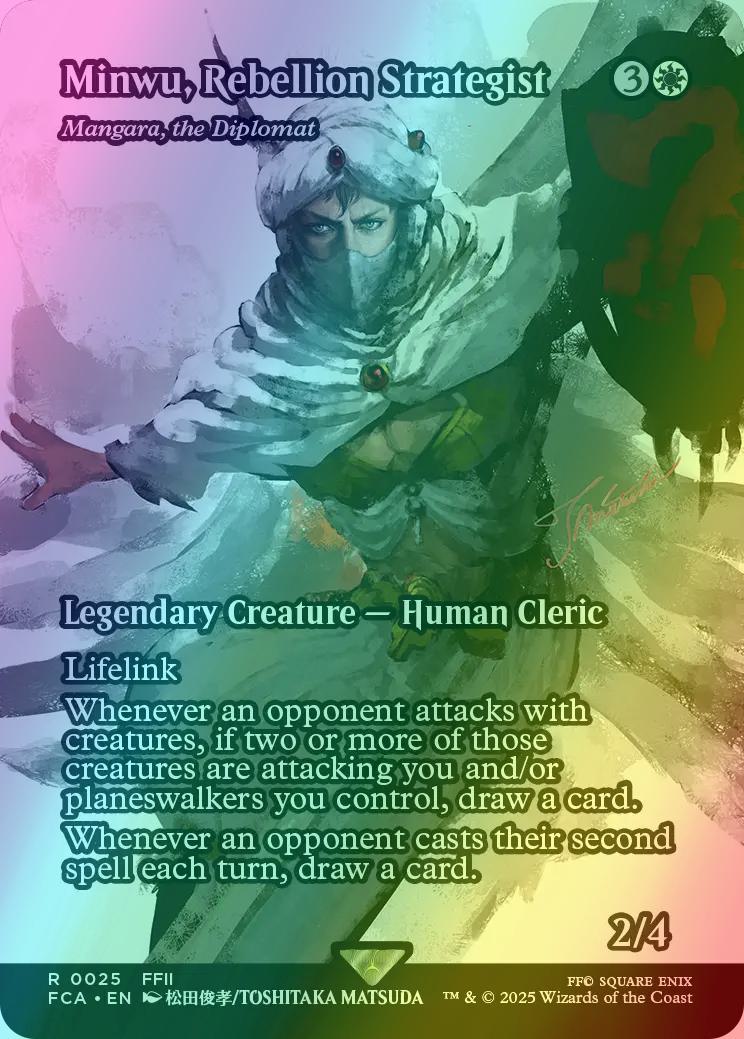 Minwu, Rebellion Strategist - Mangara, the Diplomat [25] [Borderless] [FINAL FANTASY: Through the Ages] [Foil]