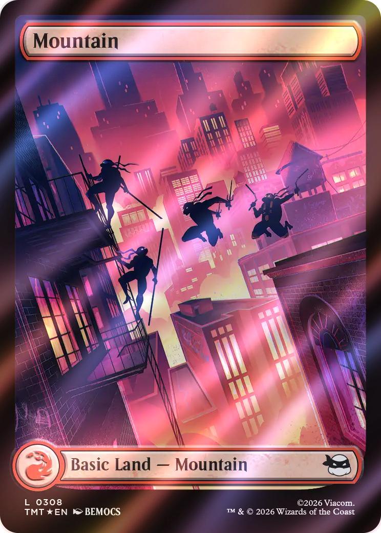 Mountain [308] [Full Art] [Rooftop Basic Land] [Teenage Mutant Ninja Turtles] [Surge Foil]