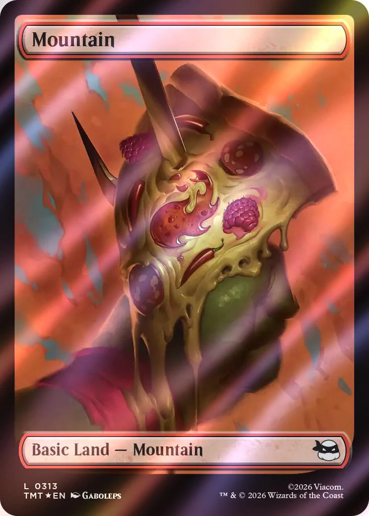 Mountain [313] [Full Art] [Pizza Basic Land ] [Teenage Mutant Ninja Turtles] [Surge Foil]