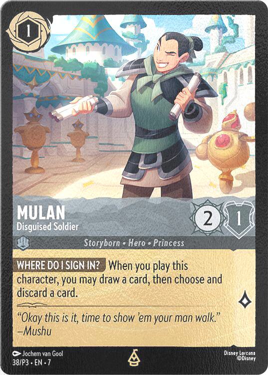 Mulan - Disguised Soldier - 38/P3 [Disney Lorcana Promo Cards] [Cold Foil]