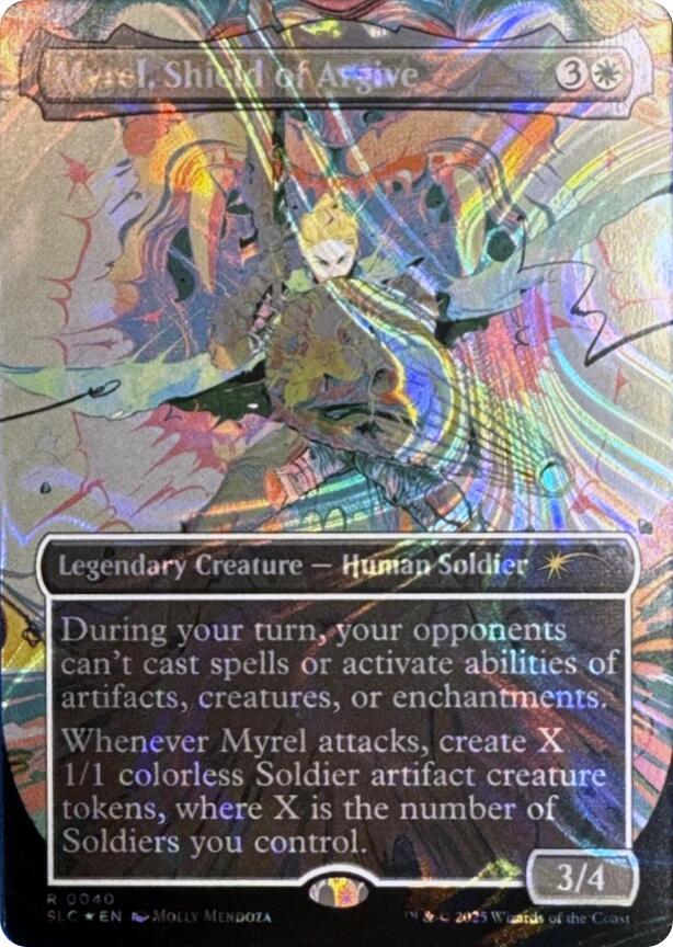 Myrel, Shield of Argive [0040] [Borderless] [Encyclopedia of Magic] [Secret Lair Countdown] [Halo Foil]