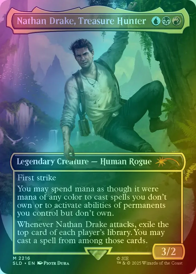 Nathan Drake, Treasure Hunter [2216] [Borderless] [Uncharted] [Secret Lair Drop] [Rainbow Foil]