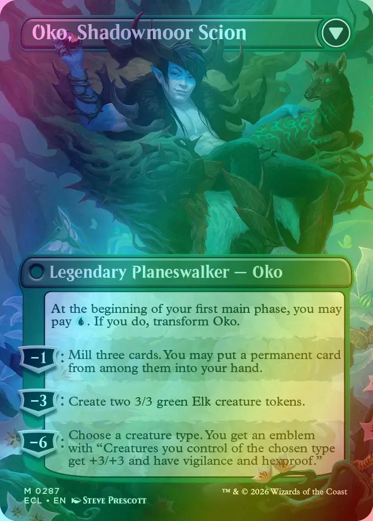 Oko, Lorwyn Liege // Oko, Shadowmoor Scion [287] [Borderless] [Lorwyn Eclipsed] [Foil] - Image 2