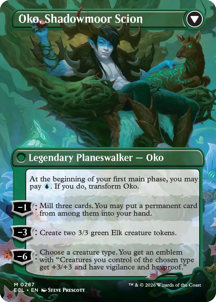 Oko, Lorwyn Liege // Oko, Shadowmoor Scion [287] [Borderless] [Lorwyn Eclipsed] [Non-Foil] - Image 2