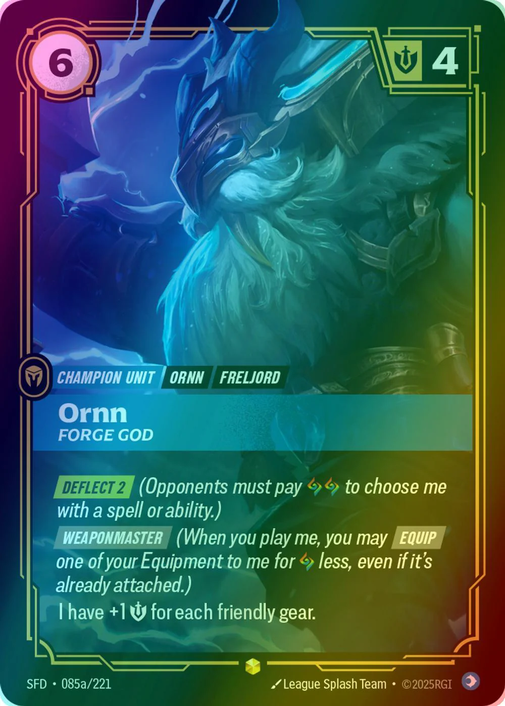 Ornn - Forge God (Alternate Art) - 085a/221 [Spiritforged] [Foil]