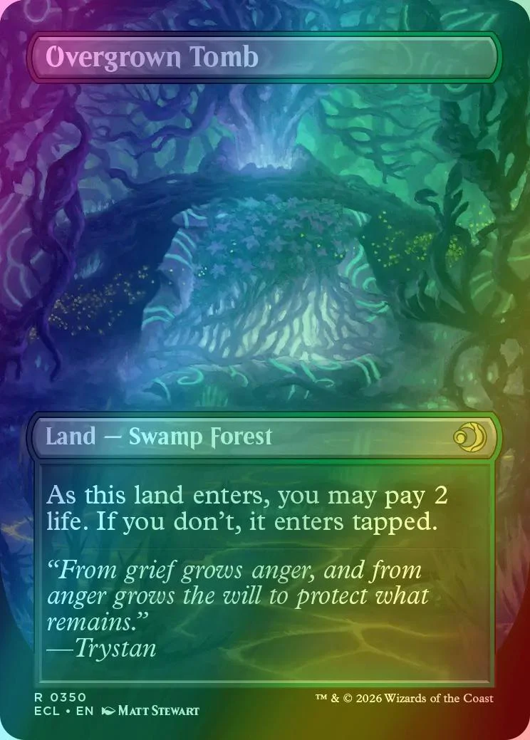 Overgrown Tomb // Overgrown Tomb [350] [Borderless] [Reversible Shock Lands] [Lorwyn Eclipsed] [Foil] - Image 2