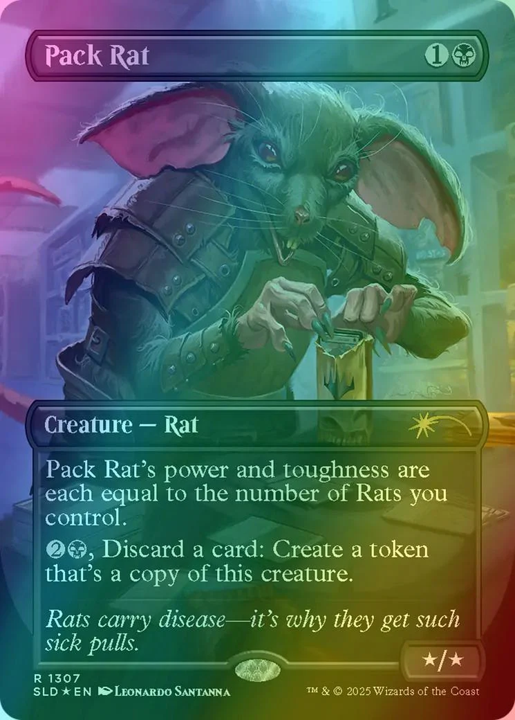 Pack Rat [1307] [Borderless] [MagicCon: The Gathering] [Secret Lair Drop] [Rainbow Foil]