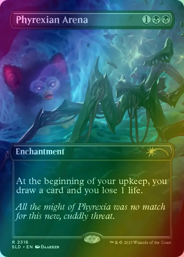 Phyrexian Arena [2318] [Borderless] [Furby: The Gathering] [Secret Lair Drop] [Rainbow Foil]