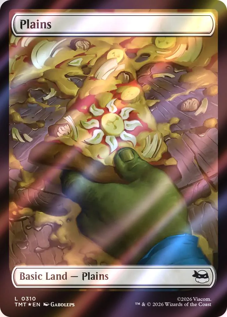 Plains [310] [Full Art] [Pizza Basic Land ] [Teenage Mutant Ninja Turtles] [Surge Foil]