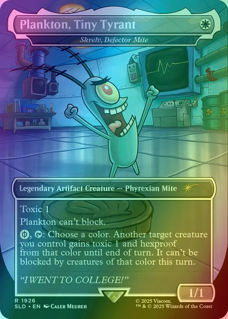 Plankton, Tiny Tyrant - Skrelv, Defector Mite [1926] [Borderless] [SpongeBob: Legends] [Secret Lair Drop] [Foil]
