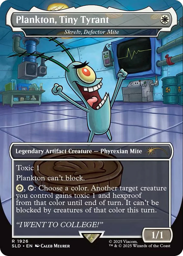 Plankton, Tiny Tyrant - Skrelv, Defector Mite [1926] [Borderless] [SpongeBob: Legends] [Secret Lair Drop] [Non-Foil]