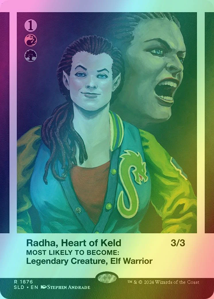 Radha, Heart of Keld // Radha, Heart of Keld [1876] [Borderless] [Class of '87] [Secret Lair Drop] [Foil] - Image 2