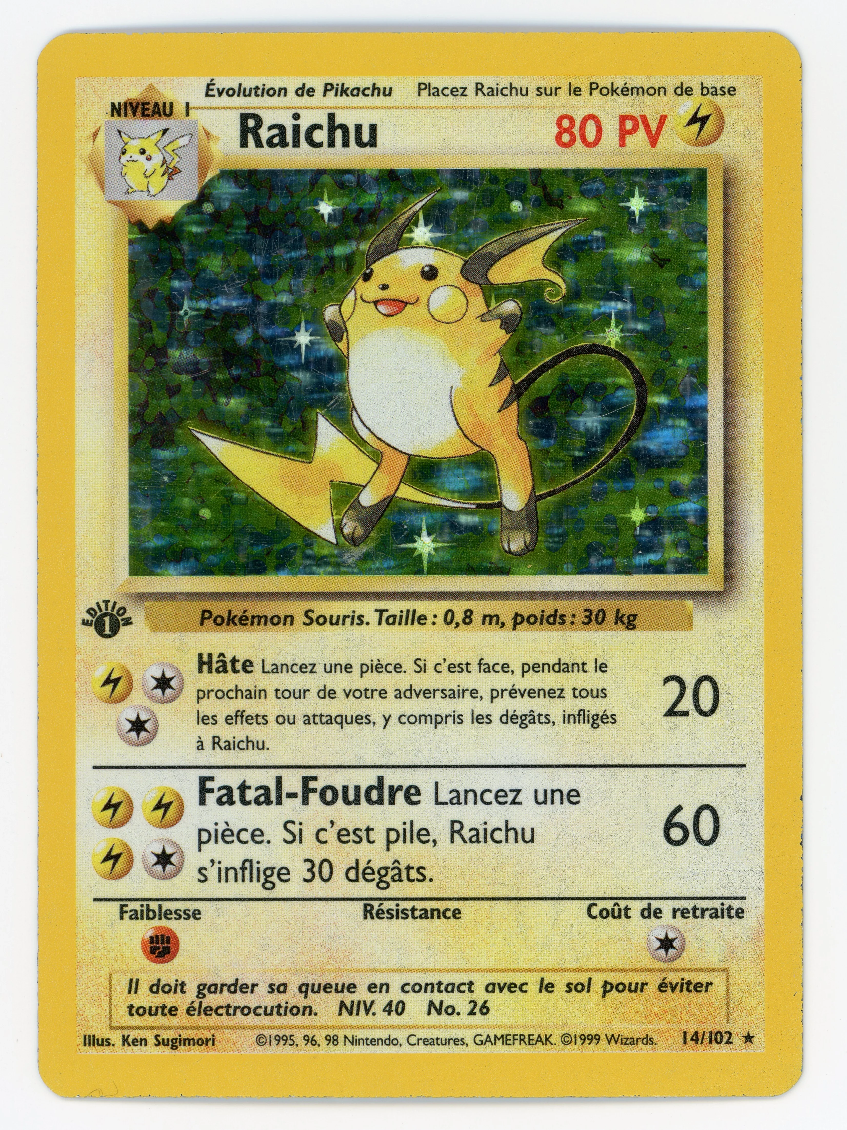Raichu - French - 14/102 - Rare - 1st Edition - Holo - Scan 14883
